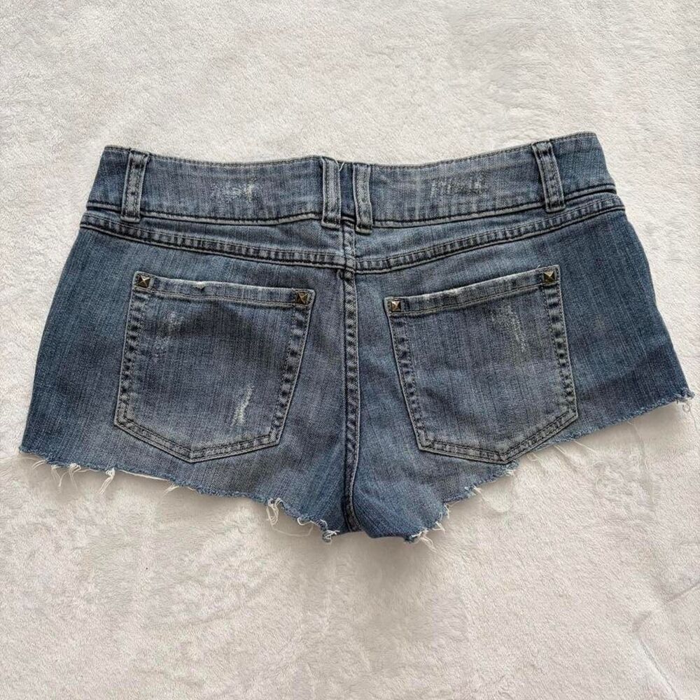 Elle Paint Splatter Denim Lowrise Mini Shorts Women's 4 Swan Vintage Y2K 2000s